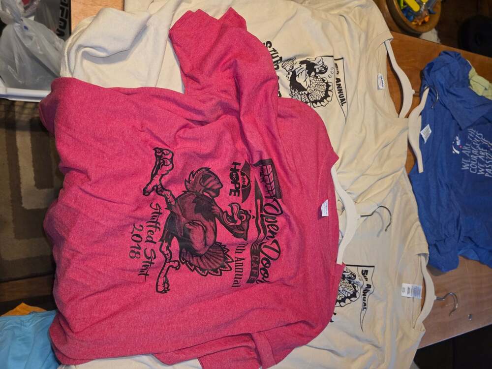 Lot of 3 Stuffed Strut Turkey Trot 5K T-Shirts Open Door Cafe HOPE 2XL